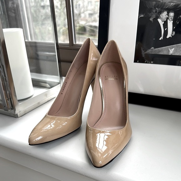 Stuart Weitzman Beige Patent Leather Pumps - Picture 1 of 6